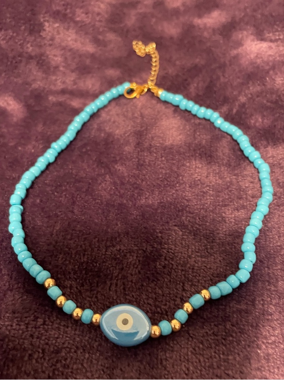 Temu Women’s 3 Fun Boho Layering Turquoise Beaded Necklaces with Gold Charms - Picture 5 of 7